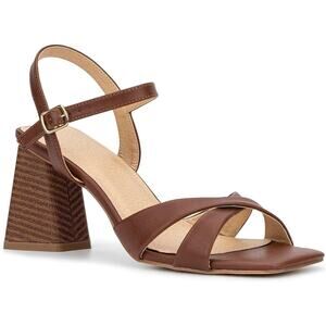 New York & Company Women's Kathie Heel Sandal, Cognac Size 9M comes in box